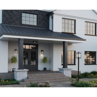 Progress Lighting Parrish Collection One-Light Matte Black Clear and Etched Glass Modern Craftsman Outdoor Post Light - Wet Location Listed Application Shot Model P540105-31M