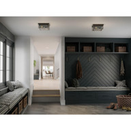 Progress Lighting Barlowe Collection Two-Light Antique Bronze and Clear Seeded Glass Farmhouse Style Flush Mount Ceiling Light - Damp Location Listed Application Shot Model P550069-020