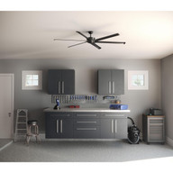 Progress Lighting Huff Collection Indoor/Outdoor 96" Six-Blade Black Ceiling Fan - Damp Location Listed Application Shot Model P250030-031