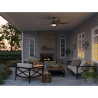 Progress Lighting Albin Collection 54" Indoor/Outdoor Five-Blade Bronze Ceiling Fan - Damp Location Listed Application Shot Model P250036-129-30