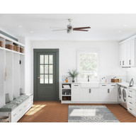 Progress Lighting Carrollwood Collection 56-Inch Six-Blade American Walnut/Silver DC Motor Contemporary Ceiling Fan - Dry Location Only Application Shot Model P250074-009-30