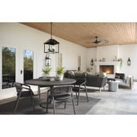Progress Lighting Springer II Collection 60-in Twelve-Blade Matte Black Modern Farmhouse Windmill Ceiling Fan - Damp Location Listed Application Shot Model P250098-31M