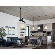 Progress Lighting Conte Collection 52-in Three-Blade Matte Black Contemporary Ceiling Fan with Matte Black Blades - Damp Location Listed Application Shot Model P250105-31M-30
