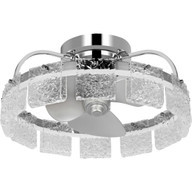 Progress Lighting Ceiling Fans Light - Fanin Collection Oscillating Three-Blade Polished Chrome Luxe Ceiling Fan with Silver Blades and Artisanal Glass - Model P250114-015-30