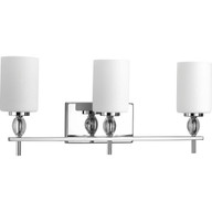 Progress Lighting Bath & Vanity Light - Status Collection Three-Light Polished Chrome Etched Linen Glass Coastal Bath Vanity Light - Model P2776-15