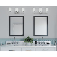 Progress Lighting Status Collection Three-Light Polished Chrome Etched Linen Glass Coastal Bath Vanity Light - Damp Location Listed Application Shot Model P2776-15