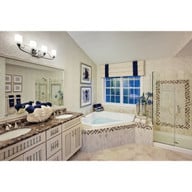 Progress Lighting Wisten Collection Four-Light Brushed Nickel Etched Glass Modern Bath Vanity Light - Damp Location Listed Application Shot Model P2797-09