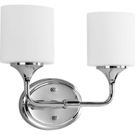 Progress Lighting Bath & Vanity Light - Lynzie Collection Two-Light Polished Chrome Etched Opal Glass Modern Bath Vanity Light - Model P2802-15