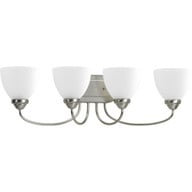 Progress Lighting Bath & Vanity Light - Heart Collection Four-Light Brushed Nickel Etched Glass Farmhouse Bath Vanity Light - Model P2928-09