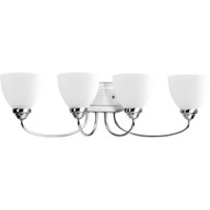 Progress Lighting Bath & Vanity Light - Heart Collection Four-Light Polished Chrome Etched Glass Farmhouse Bath Vanity Light - Model P2928-15