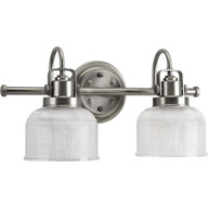 Progress Lighting Bath & Vanity Light - Archie Collection Two-Light Antique Nickel Clear Double Prismatic Glass Coastal Bath Vanity Light - Model P2991-81