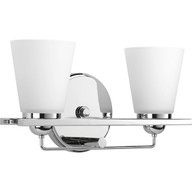Progress Lighting Bath & Vanity Light - Flight Collection Two-Light Polished Chrome Etched Glass Coastal Bath Vanity Light - Model P300001-015