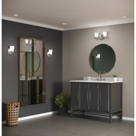 Progress Lighting Flight Collection Two-Light Polished Chrome Etched Glass Coastal Bath Vanity Light - Damp Location Listed Application Shot Model P300001-015