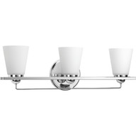 Progress Lighting Bath & Vanity Light - Flight Collection Three-Light Polished Chrome Etched Glass Coastal Bath Vanity Light - Model P300002-015