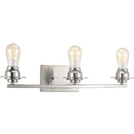 Progress Lighting Bath & Vanity Light - Debut Collection Three-Light Brushed Nickel Farmhouse Bath Vanity Light - Model P300010-009