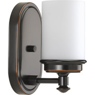 Progress Lighting Bath & Vanity Light - Glide Collection One-Light Rubbed Bronze Etched Opal Glass Coastal Bath Vanity Light - Model P300012-139