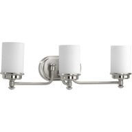 Progress Lighting Bath & Vanity Light - Glide Collection Three-Light Brushed Nickel Etched Opal Glass Coastal Bath Vanity Light - Model P300014-009