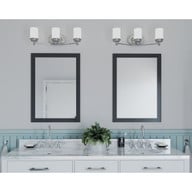 Progress Lighting Glide Collection Three-Light Brushed Nickel Etched Opal Glass Coastal Bath Vanity Light - Damp Location Listed Application Shot Model P300014-009