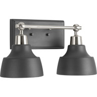 Progress Lighting Bath & Vanity Light - Bramlett Collection Two-Light Brushed Nickel Graphite Metal Shade Coastal Bath Vanity Light - Model P300040-009