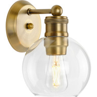 Progress Lighting Bath & Vanity Light - Hansford Collection One-Light Vintage Brass Clear Glass Farmhouse Bath Vanity Light - Model P300049-163