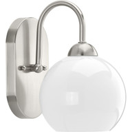Progress Lighting Bath & Vanity Light - Carisa Collection One-Light Brushed Nickel Opal Glass Mid-Century Modern Bath Vanity Light - Model P300084-009