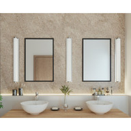Progress Lighting Concourse LED Collection 36" Brushed Nickel Etched White Glass Modern Bath Vanity Light - Damp Location Listed Application Shot Model P300094-009-30