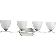 Progress Lighting Bath & Vanity Light - Laird Collection Four-Light Brushed Nickel Etched Glass Traditional Bath Vanity Light - Model P300098-009