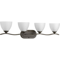 Progress Lighting Bath & Vanity Light - Laird Collection Four-Light Antique Bronze Etched Glass Traditional Bath Vanity Light - Model P300098-020