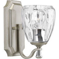 Progress Lighting Bath & Vanity Light - Anjoux Collection One-Light Silver Ridge Clear Water Glass Luxe Bath Vanity Light - Model P300116-134