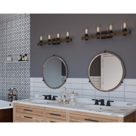 Progress Lighting Gulliver Collection Four-Light Graphite Clear Seeded Glass Coastal Bath Vanity Light - Damp Location Listed Application Shot Model P300126-143