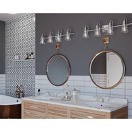 Progress Lighting Litchfield Collection Four-Light Polished Chrome Clear Glass Coastal Bath Vanity Light - Damp Location Listed Application Shot Model P300140-015