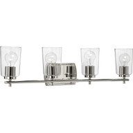 Progress Lighting Bath & Vanity Light - Adley Collection Four-Light Polished Nickel Clear Glass New Traditional Bath Vanity Light - Model P300157-104