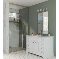 Progress Lighting Adley Collection Four-Light Polished Nickel Clear Glass New Traditional Bath Vanity Light - Damp Location Listed Application Shot Model P300157-104