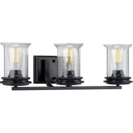 Progress Lighting Bath & Vanity Light - Winslett Collection Three-Light Matte Black Clear Seeded Glass Coastal Bath Vanity Light - Model P300274-031