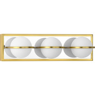 Progress Lighting Bath & Vanity Light - Pearl LED Collection Three-Light Satin Brass and Opal Glass Modern Style Bath Vanity Wall Light - Model P300312-012-30