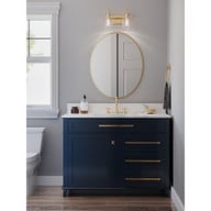 Progress Lighting Aiken Collection Two-Light Vintage Style Brass Clear Glass Farmhouse Style Bath Vanity Wall Light - Damp Location Listed Application Shot Model P300321-163