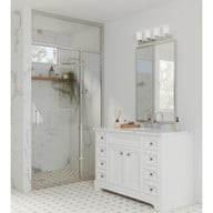 Progress Lighting Merry Collection Four-Light Polished Chrome and Etched Glass Transitional Style Bath Vanity Wall Light - Damp Location Listed Application Shot Model P300330-015