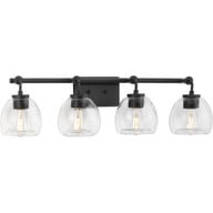 Progress Lighting Bath & Vanity Light - Caisson Collection Four-Light Graphite Clear Glass Urban Industrial Bath Vanity Light - Model P300348-143