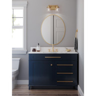 Progress Lighting Hinton Collection Two-Light Vintage Brass Clear Seeded Glass Farmhouse Bath Vanity Light - Damp Location Listed Application Shot Model P300349-163