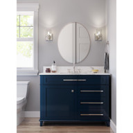 Progress Lighting Calais Collection One-Light New Traditional Brushed Nickel Clear Glass Bath Vanity Light - Damp Location Listed Application Shot Model P300360-009