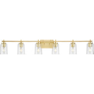 Progress Lighting Bath & Vanity Light - Adley Collection Six-Light New Traditional Satin Brass Clear Glass Bath Vanity Light - Model P300372-012