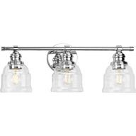 Progress Lighting Bath & Vanity Light - Ambrose Collection Three-Light Farmhouse Polished Chrome Clear Glass Bath Vanity Light - Model P300375-015