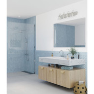 Progress Lighting Four-Light Brushed Nickel Transitional Bath and Vanity Light with Clear Glass for Bathroom - Damp Location Listed Application Shot Model P300392-009