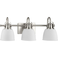 Progress Lighting Bath & Vanity Light - Preston Collection Three-Light Brushed Nickel Coastal Bath and Vanity Light - Model P300428-009