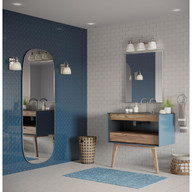 Progress Lighting Preston Collection Three-Light Brushed Nickel Coastal Bath and Vanity Light - Damp Location Listed Application Shot Model P300428-009