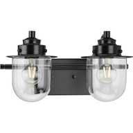 Progress Lighting Bath & Vanity Light - Northlake Collection Two-Light Matte Black Clear Glass Transitional Bath Light - Model P300435-31M