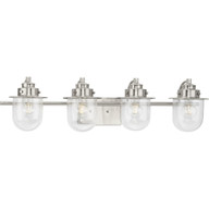 Progress Lighting Bath & Vanity Light - Northlake Collection Four-Light Brushed Nickel Clear Glass Transitional Bath Light - Model P300437-009