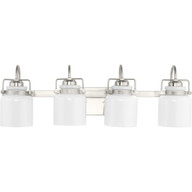 Progress Lighting Bath & Vanity Light - Fessler Collection Four-Light Brushed Nickel Opal Glass Farmhouse Bath Light - Model P300441-009