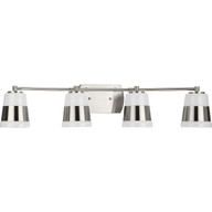 Progress Lighting Bath & Vanity Light - Haven Collection Four-Light Brushed Nickel Opal Glass Luxe Industrial Bath Light - Model P300445-009