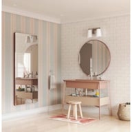 Progress Lighting Vertex Collection Two-Light Brushed Nickel Etched White Glass Contemporary Bath Light - Damp Location Listed Application Shot Model P300462-009